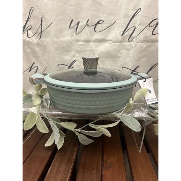 D&W Cookware Kitchen Dw Low Casserole Fryingpan 1 Inch With Glass Lid Nonstick Deanewhite